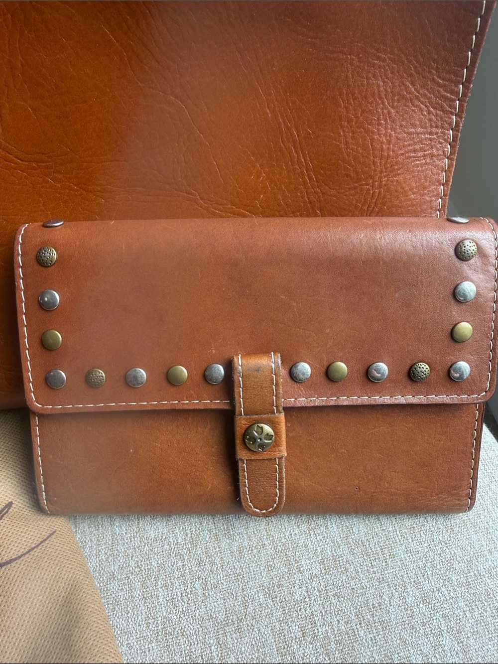 Patricia Nash Zancona Leather Studded Tote with Wallet Set/ Dust Cover - Picture 2 of 11
